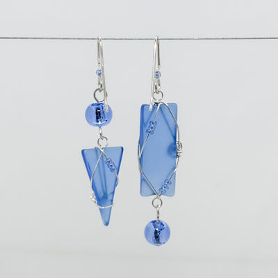 Mid Blue asymmetrical earrings