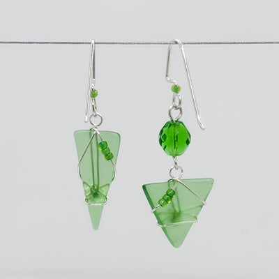 Kelly Green asymmetrical Triangle earrings