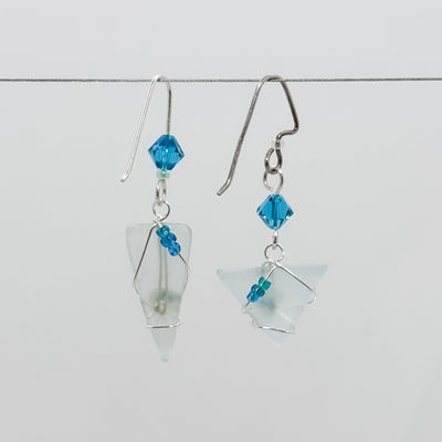 Seafoam with Turquoise crystal earrings