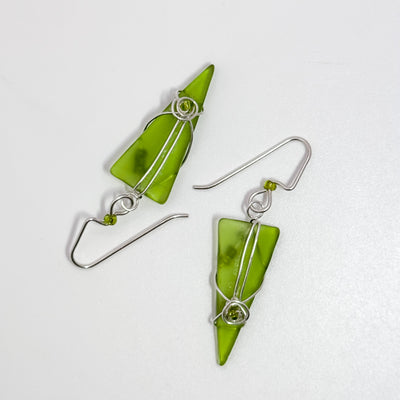 Kiwi Green long triangle earrings
