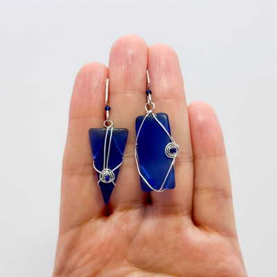 Deep Blue asymmetrical earrings