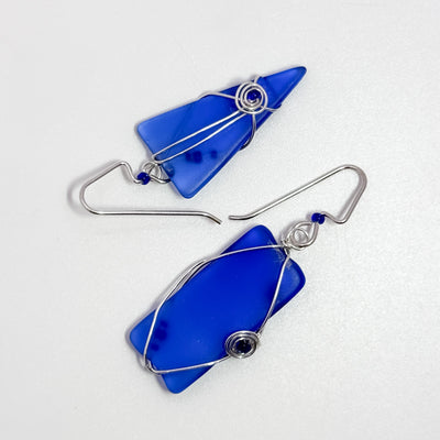 Deep Blue asymmetrical earrings