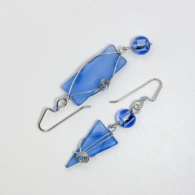 Mid Blue asymmetrical earrings
