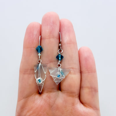 Seafoam with Turquoise crystal earrings