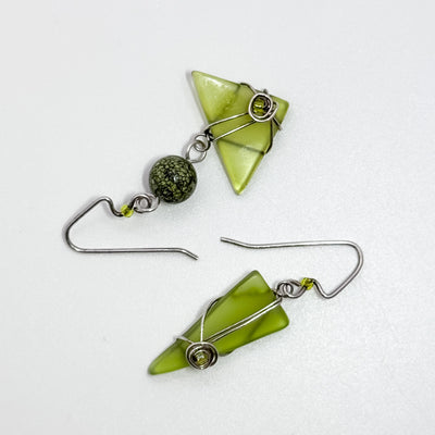 Kiwi asymmetrical with stone earrings