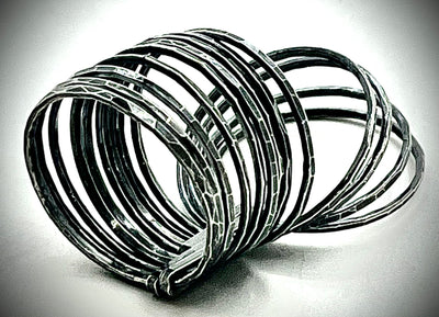 Tall Stacked Oxidized Ring