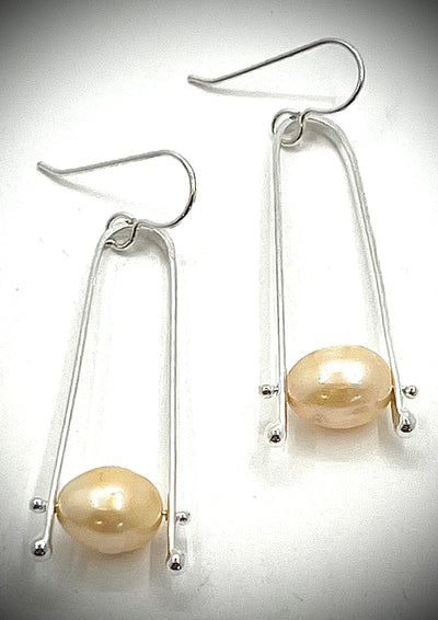 Long Tic Toc Earrings with Pearls