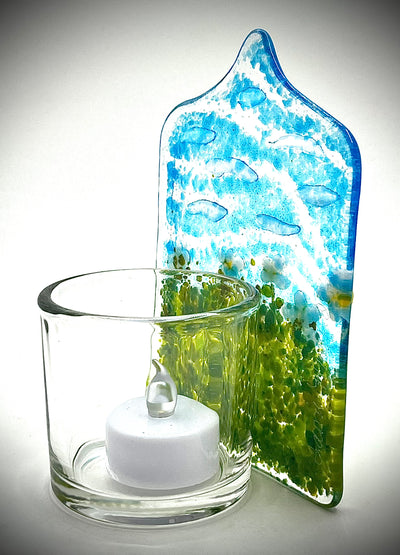 Blue Skies and Daisies Candle Holder