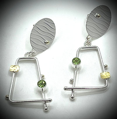 Silver & 18k Four Score Earrings with Gemstones