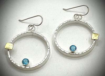 Silver and 18k Mars earrings with Gemstones