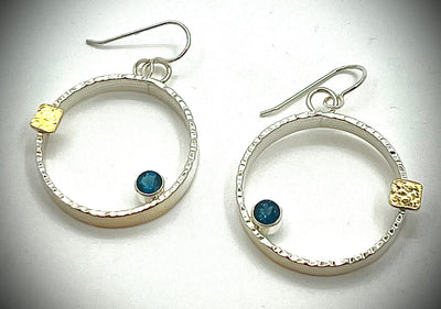 Silver and 18k Mars earrings with Gemstones