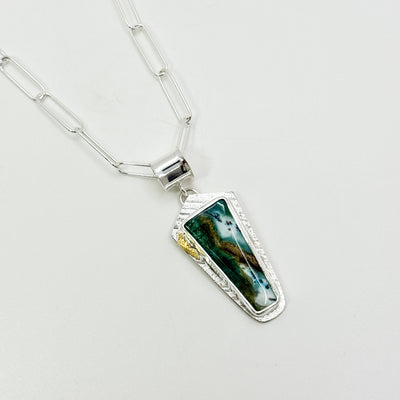 Opalized wood pendant necklace