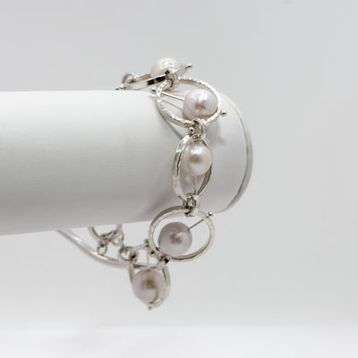 Not Naught Circle Bracelet with White Pearls
