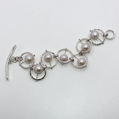Not Naught Circle Bracelet with White Pearls