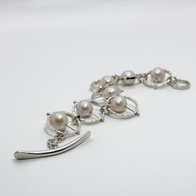 Not Naught Circle Bracelet with White Pearls