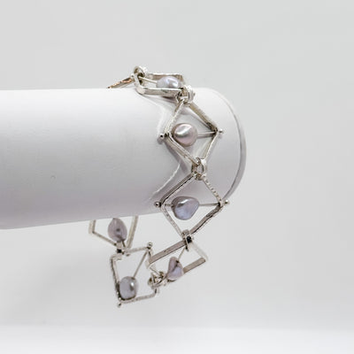 Not naught square grey baroque pearl bracelet