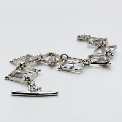 Not naught square grey baroque pearl bracelet