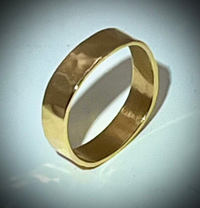 14k Pillow Square Hammered Ring