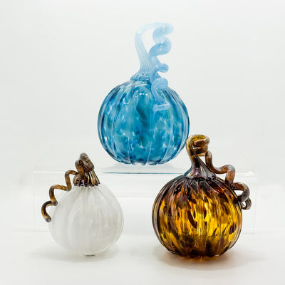 Medium curly stem pumpkin in amber