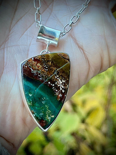 Off-centered Opalized Wood Necklace