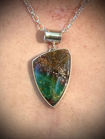 Off-centered Opalized Wood Necklace