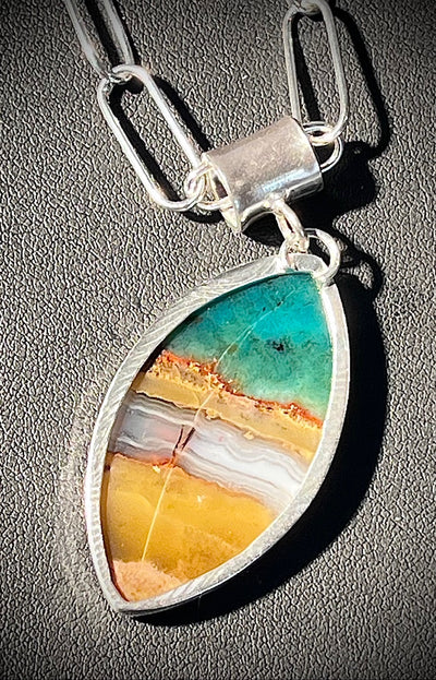 Pointed End Oval Opalized Wood Necklace