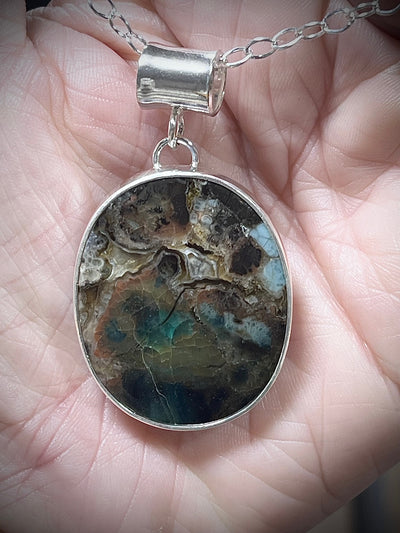 Oval Opalized Wood Necklace