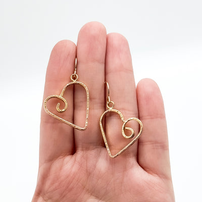 Gold Filled Curly Jane heart earrings