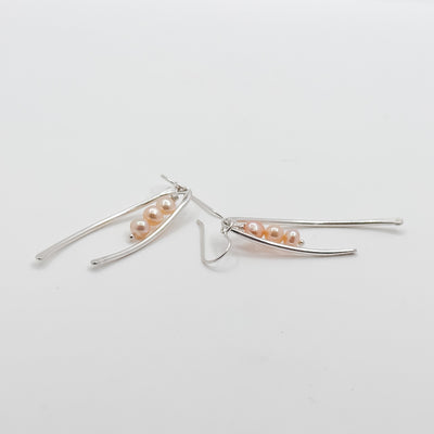 Wishbone with tiny pink pearls earrings