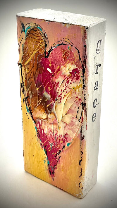 Tall Heart Painted Block