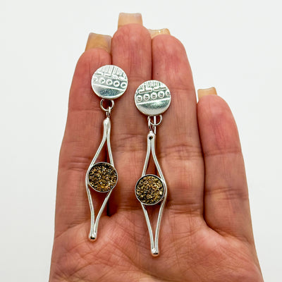 Split ears with gold druzy