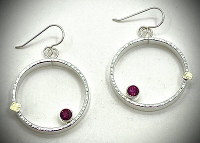 Silver and 18k Mars earrings with Gemstones