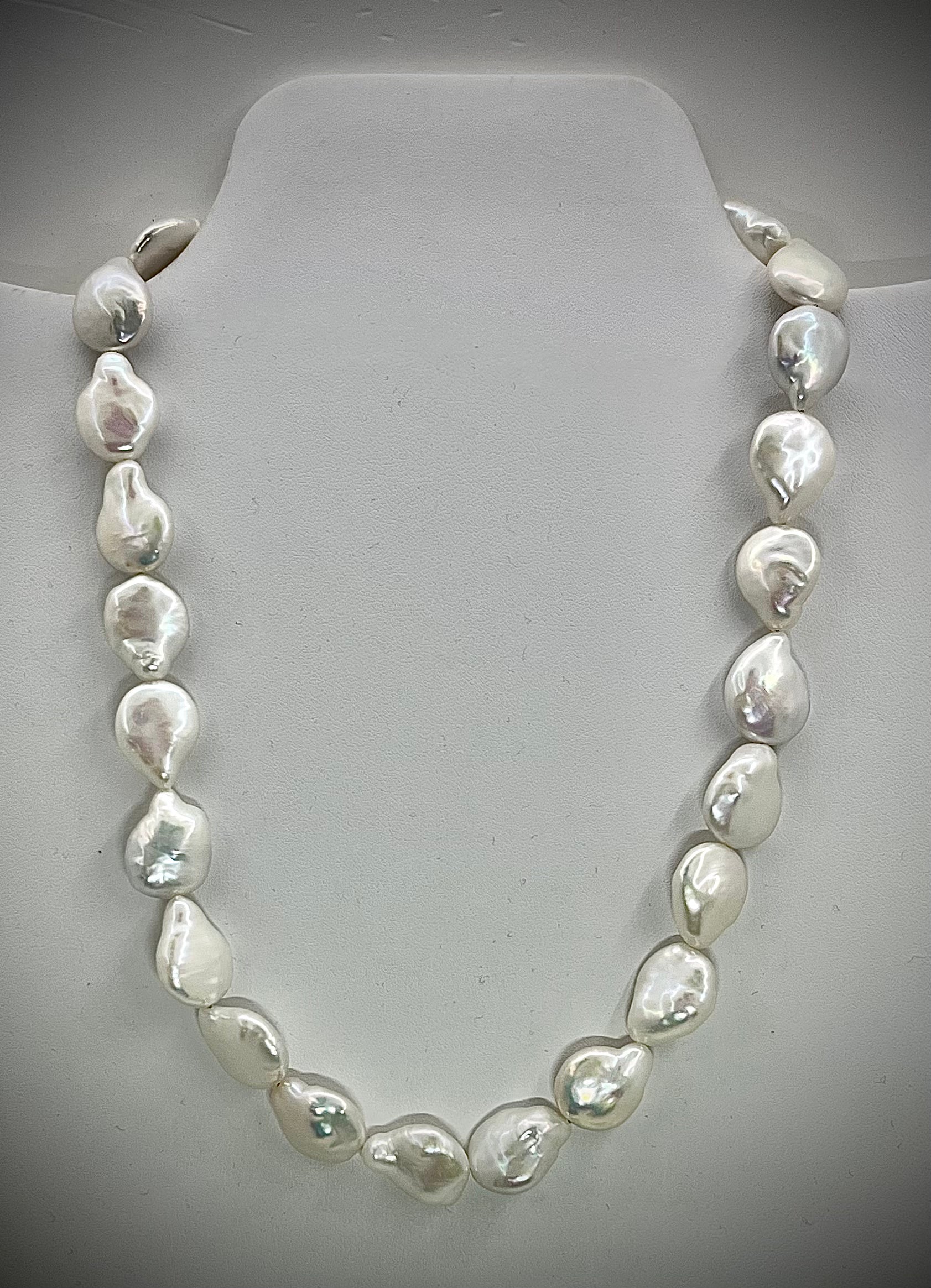 Flat White Baroque Pearl Necklace