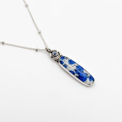 Azurite in granite with blue saphire necklace