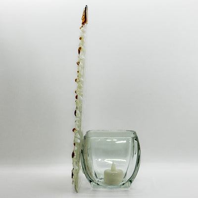 Fused glass Xmas tree white with gold balls