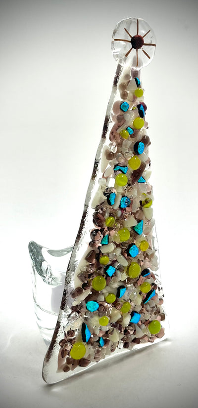 6" Fused Glass Christmas Tree Candle Holders