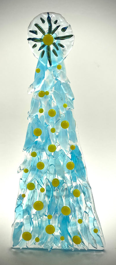 6" Fused Glass Christmas Tree Candle Holders