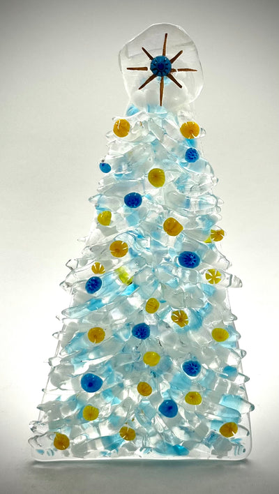 6" Fused Glass Christmas Tree Candle Holders