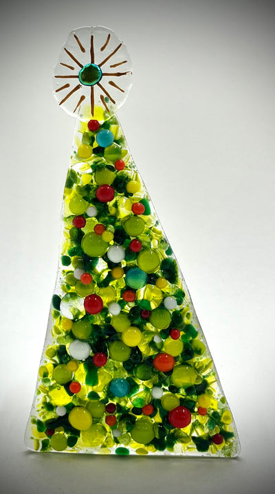 6" Fused Glass Christmas Tree Candle Holders