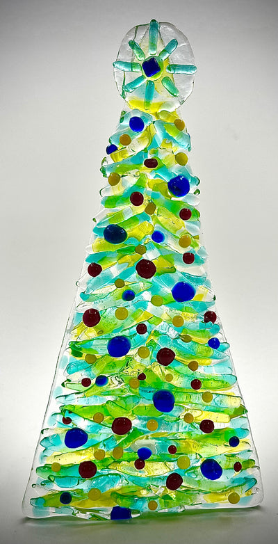 8" Fused Glass Christmas Tree Candle Holders