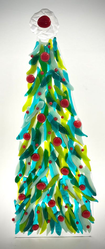 12" Fused Glass Christmas Tree Candle Holders