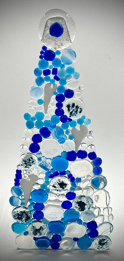 10" Fused Glass Christmas Tree Candle Holders