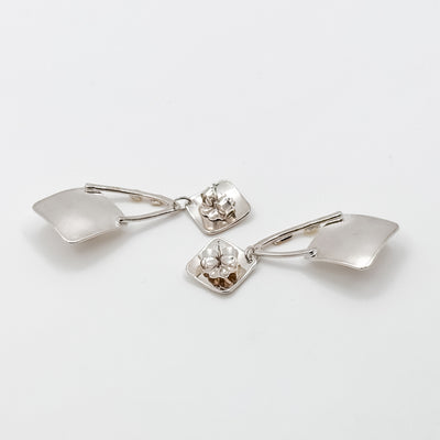 Pearl Power white button post earrings