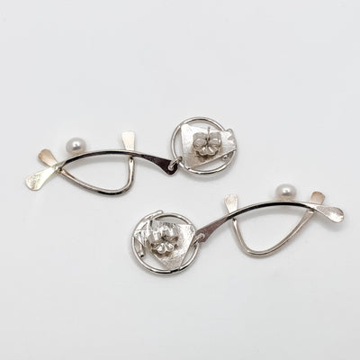 Asian Graphic earrings with white pearl