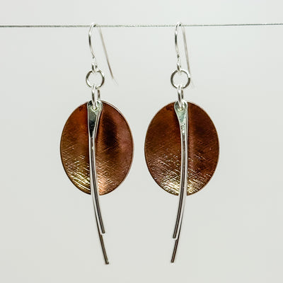 Copper ovals with silver long dangles