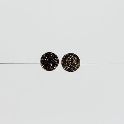 Round 10mm dark gold druzy studs