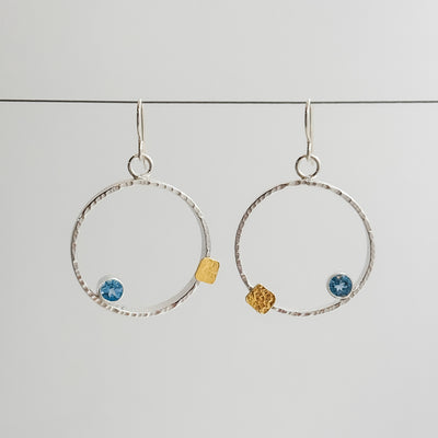 Mars earrings with 5mm faceted Swiss Blue Topaz