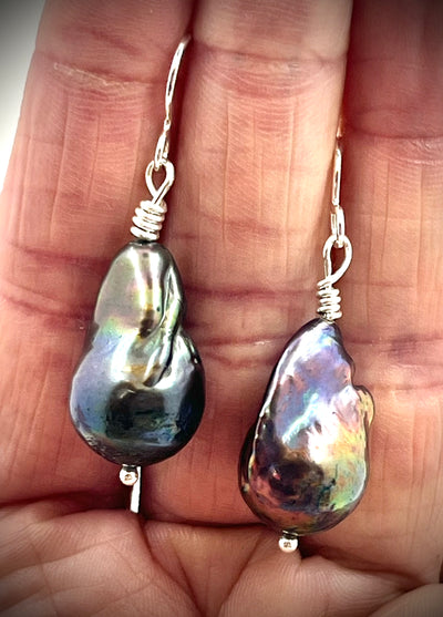 Single Large Peacock Baroque Pearl Earrings
