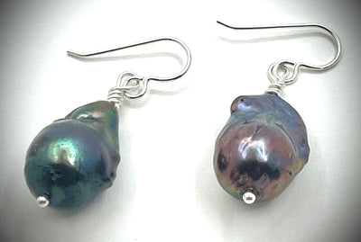 Single Large Peacock Baroque Pearl Earrings