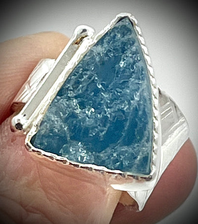 Natural Surface Aquamarine Sidebar Ring